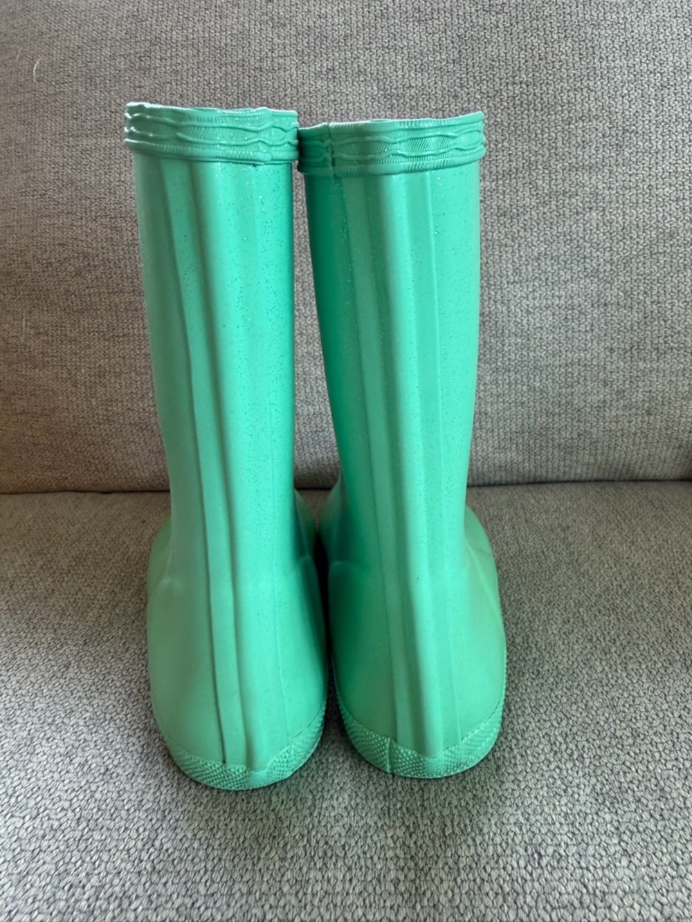 Hunter Sparkle Teal Green Slip On Rain Boots Waterproof Kids UK 11 / US 12/13 - Picture 7 of 9